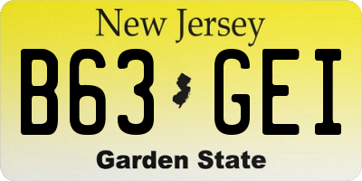 NJ license plate B63GEI