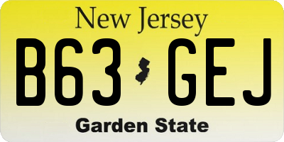 NJ license plate B63GEJ