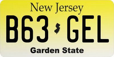 NJ license plate B63GEL