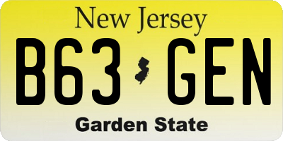 NJ license plate B63GEN