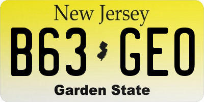 NJ license plate B63GEO