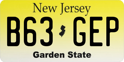 NJ license plate B63GEP