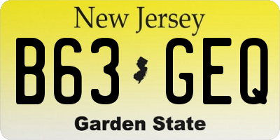 NJ license plate B63GEQ
