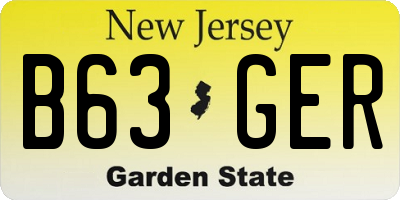 NJ license plate B63GER