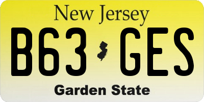 NJ license plate B63GES