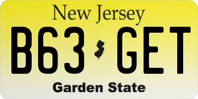NJ license plate B63GET