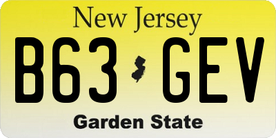 NJ license plate B63GEV
