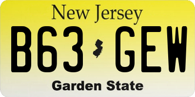 NJ license plate B63GEW