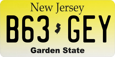 NJ license plate B63GEY