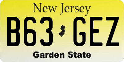 NJ license plate B63GEZ