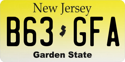 NJ license plate B63GFA
