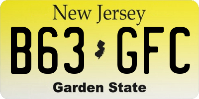 NJ license plate B63GFC