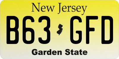 NJ license plate B63GFD