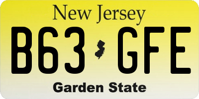 NJ license plate B63GFE