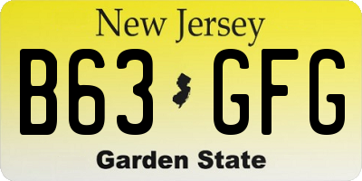NJ license plate B63GFG