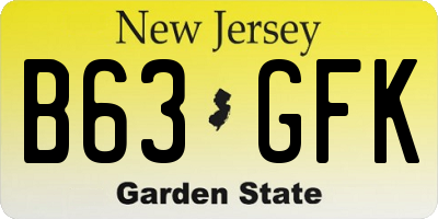 NJ license plate B63GFK