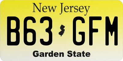 NJ license plate B63GFM