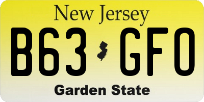 NJ license plate B63GFO