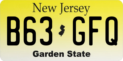 NJ license plate B63GFQ