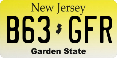 NJ license plate B63GFR