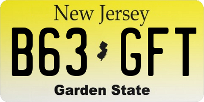 NJ license plate B63GFT