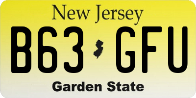 NJ license plate B63GFU