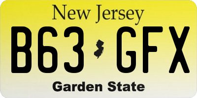 NJ license plate B63GFX