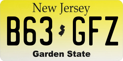 NJ license plate B63GFZ