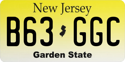 NJ license plate B63GGC