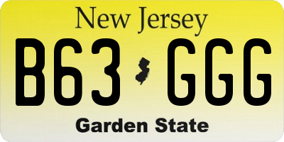 NJ license plate B63GGG