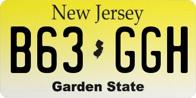NJ license plate B63GGH