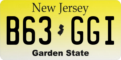NJ license plate B63GGI