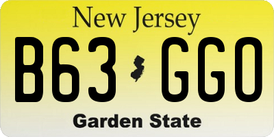 NJ license plate B63GGO