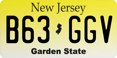 NJ license plate B63GGV