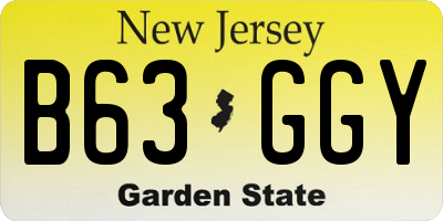 NJ license plate B63GGY