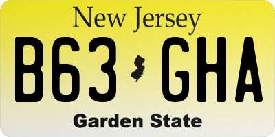 NJ license plate B63GHA