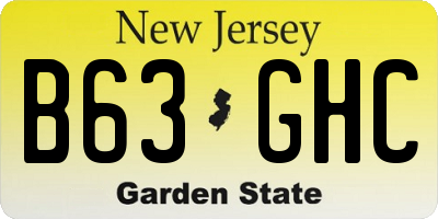 NJ license plate B63GHC