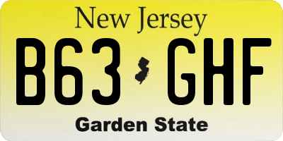 NJ license plate B63GHF