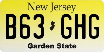 NJ license plate B63GHG