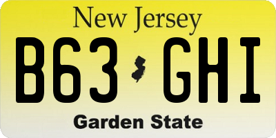 NJ license plate B63GHI