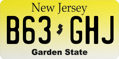 NJ license plate B63GHJ