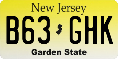 NJ license plate B63GHK