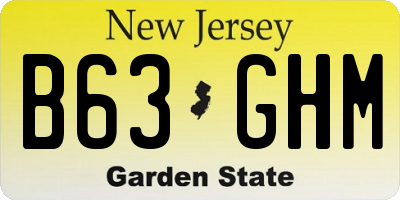 NJ license plate B63GHM