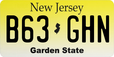 NJ license plate B63GHN