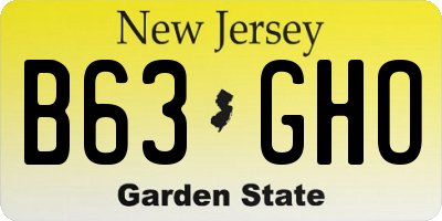 NJ license plate B63GHO