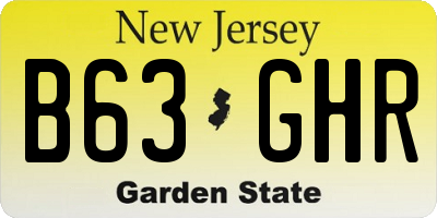 NJ license plate B63GHR