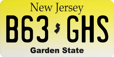 NJ license plate B63GHS
