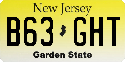 NJ license plate B63GHT