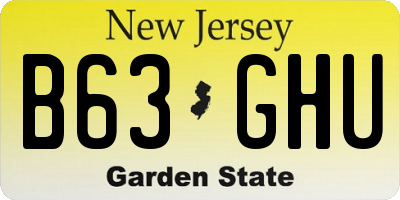 NJ license plate B63GHU