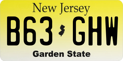 NJ license plate B63GHW
